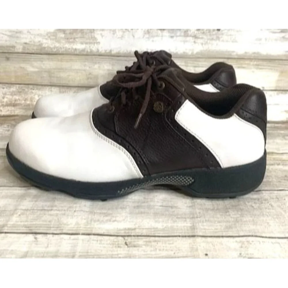 Walter‎ Hagen Men's Leather Golf Shoes White & Brown 9.5W